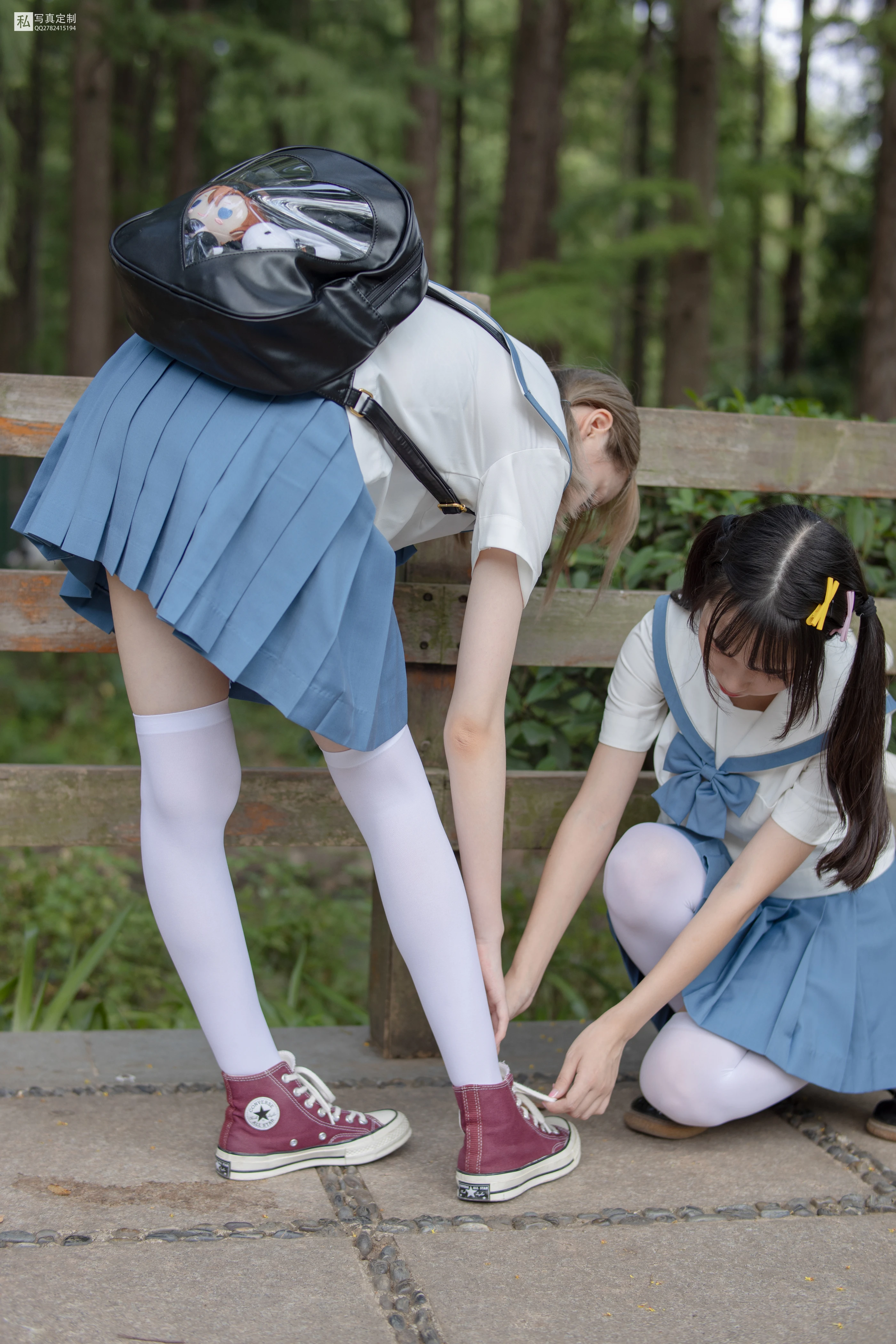 森萝财团 JKFUN-025 默陌&Aika  80D白丝过膝袜 [93P]插图9